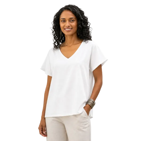 Top Uni Stonewashed - Blanc et Aqua - S au XXL
