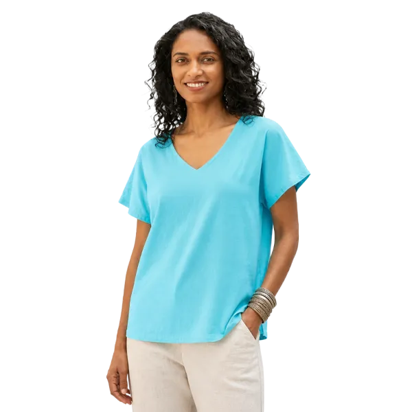 Top Uni Stonewashed - Blanc et Aqua - S au XXL