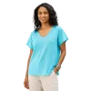 Top Uni Stonewashed - Blanc et Aqua - S au XXL