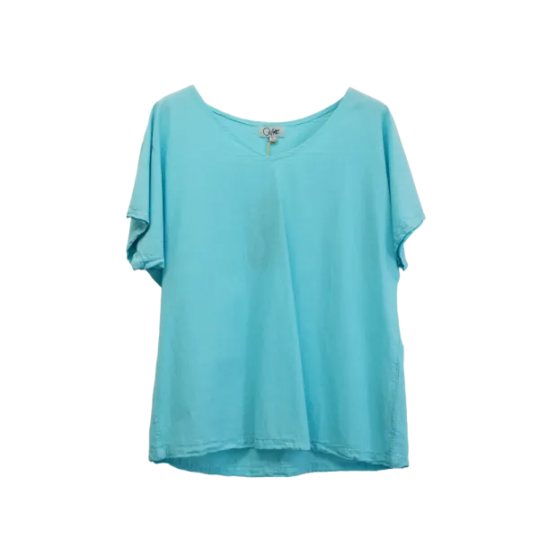 Top Uni Stonewashed - Blanc et Aqua - S au XXL