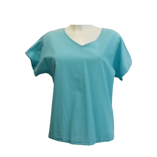 Top Uni Stonewashed - Blanc et Aqua - S au XXL