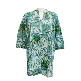 Robe Tunique en Voile de Coton "Jungle Émeraude" - Vert Multi-tons