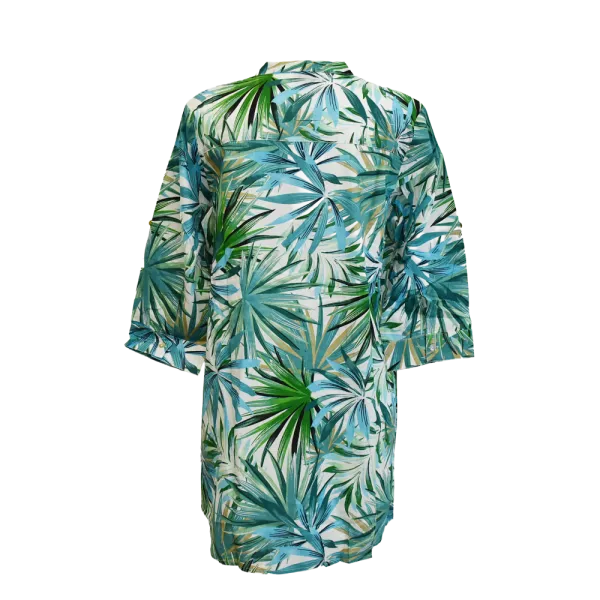 Robe Tunique en Voile de Coton "Jungle Émeraude" - Vert Multi-tons