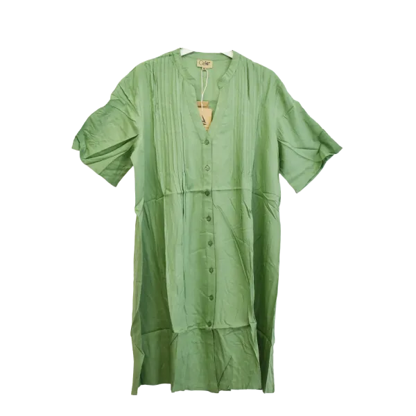 Robe Tunique en Viscose "Douceur d'Olive" - Plis Poitrine
