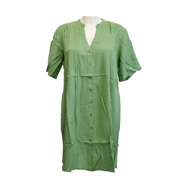 Robe Tunique en Viscose "Douceur d'Olive" - Plis Poitrine