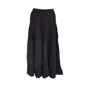 Jupe Longue Bohème en Coton Délavé - Noir - Taille Unique