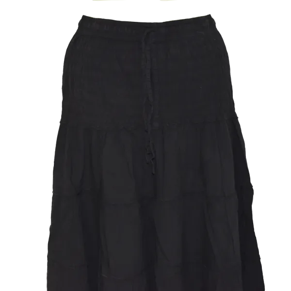 Jupe Longue Bohème en Coton Délavé - Noir - Taille Unique