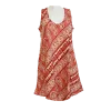 Robe Midi Évasée en Coton "Rythme Bohème" - Rouge et Vert -