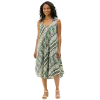 Robe Midi Évasée en Coton "Rythme Bohème" - Rouge et Vert -