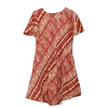 Robe Midi Évasée en Coton "Rythme Graphique" - Rouge et Vert -