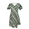 Robe Midi Évasée en Coton "Rythme Graphique" - Rouge et Vert -