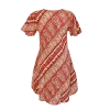 Robe Midi Évasée en Coton "Rythme Graphique" - Rouge et Vert -