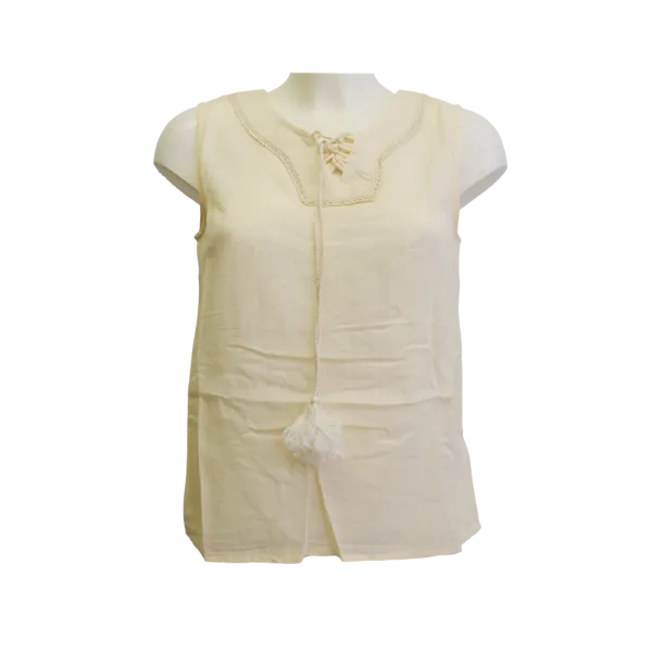 Top en Voile de Coton "Éclat Bohème" - Macramé et Pompons -