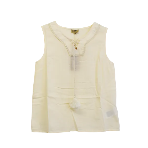 Top en Voile de Coton "Éclat Bohème" - Macramé et Pompons -