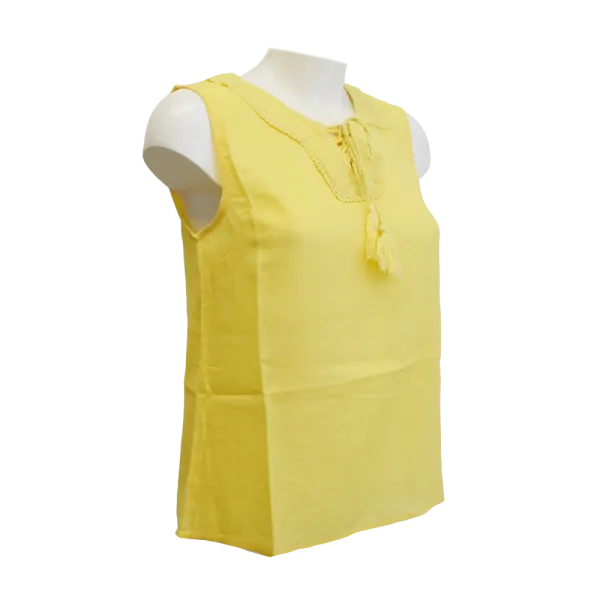 Top en Voile de Coton "Éclat Bohème" - Macramé et Pompons -