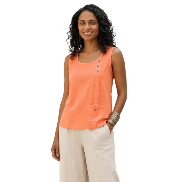 Top Débardeur Lin & Viscose "Douceur d'Été" - Boutons Coco -