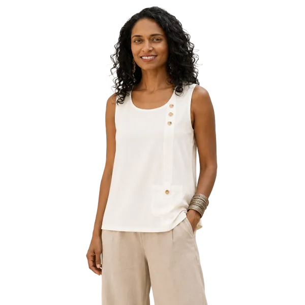 Top Débardeur Lin & Viscose "Douceur d'Été" - Boutons Coco -