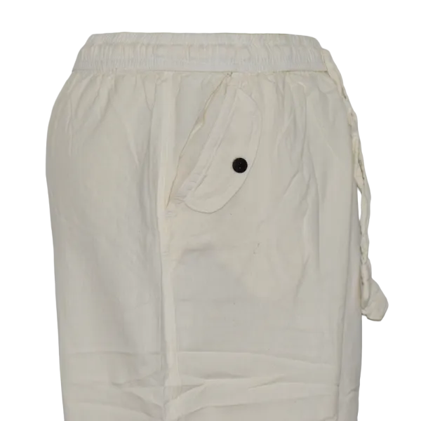 Pantalon en Coton Artisanal du Népal "L'Évasion" - Écru & Bleu Marine-