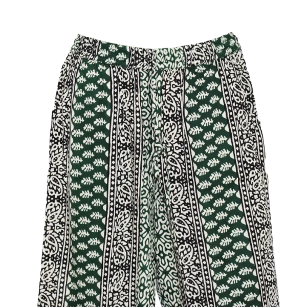 Pantalon en Coton Imprimé Graphique "Mosaïque Urbaine" - Vert et Bleu -