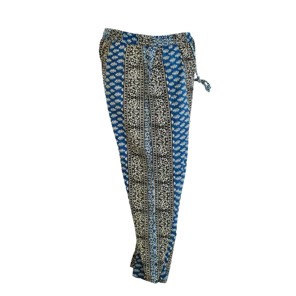 Pantalon en Coton Imprimé Graphique "Mosaïque Urbaine" - Vert et Bleu -