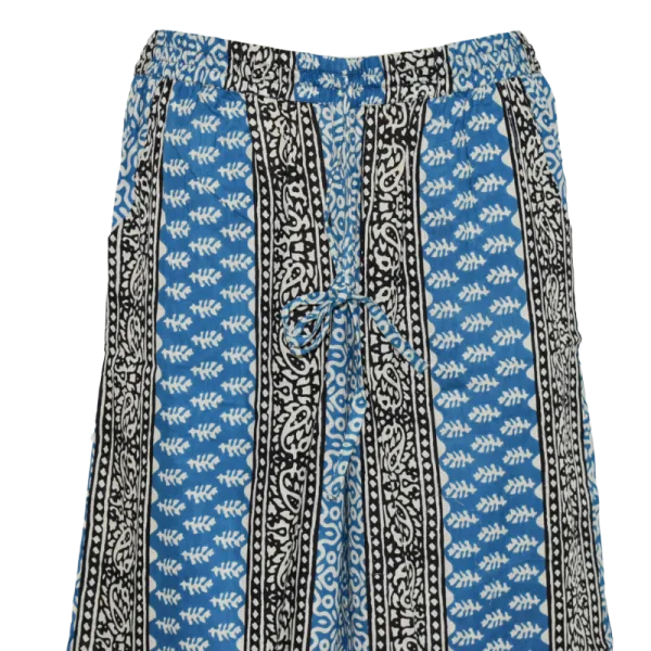Pantalon en Coton Imprimé Graphique "Mosaïque Urbaine" - Vert et Bleu -