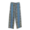 Pantalon en Coton Imprimé Graphique "Mosaïque Urbaine" - Vert et Bleu -