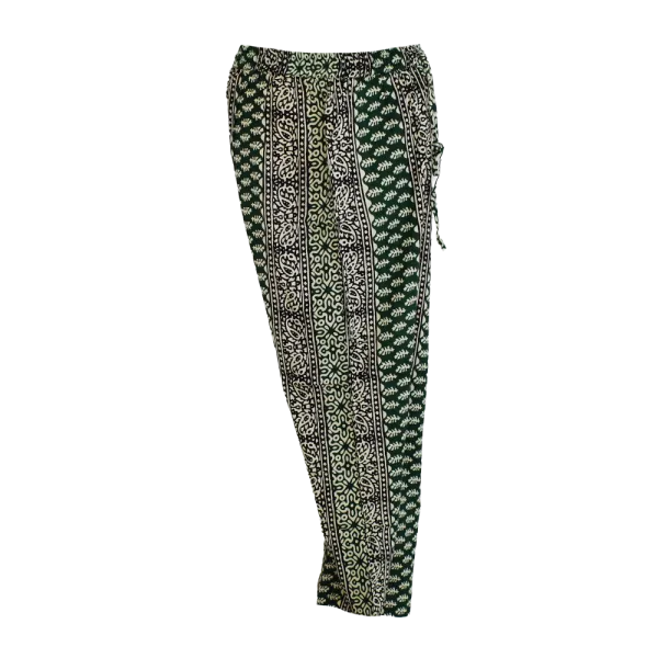 Pantalon en Coton Imprimé Graphique "Mosaïque Urbaine" - Vert et Bleu -