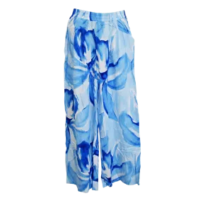 Pantalon Large en Viscose "Aquarelle Bleue" - Imprimé Floral