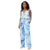 Pantalon Large en Viscose "Aquarelle Bleue" - Imprimé Floral