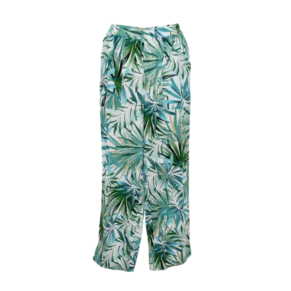 Pantalon Large en Viscose "Oasis Émeraude" - Imprimé Floral -