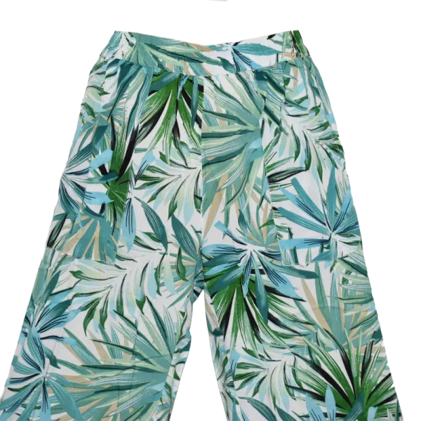 Pantalon Large en Viscose "Oasis Émeraude" - Imprimé Floral -