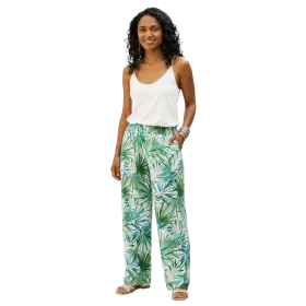 Pantalon Large en Viscose "Oasis Émeraude" - Imprimé Floral -