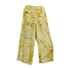 Pantalon Court Large en Soie Synthétique "Soleil d'Orient" - Imprimé Graphique Jaune