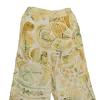 Pantalon Court Large en Soie Synthétique "Soleil d'Orient" - Imprimé Graphique Jaune
