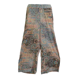 Pantalon Court Large en Soie Synthétique "Palais de Nacre" - Imprimé Cachemire -