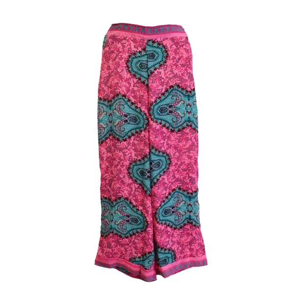 Pantalon Court Large en Soie Synthétique "Palais de Bohème"