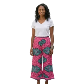 Pantalon Court Large en Soie Synthétique "Palais de Bohème"