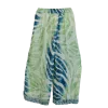 Pantalon Court Large en Soie Synthétique "Palais d'Émeraude" - Vert et Or