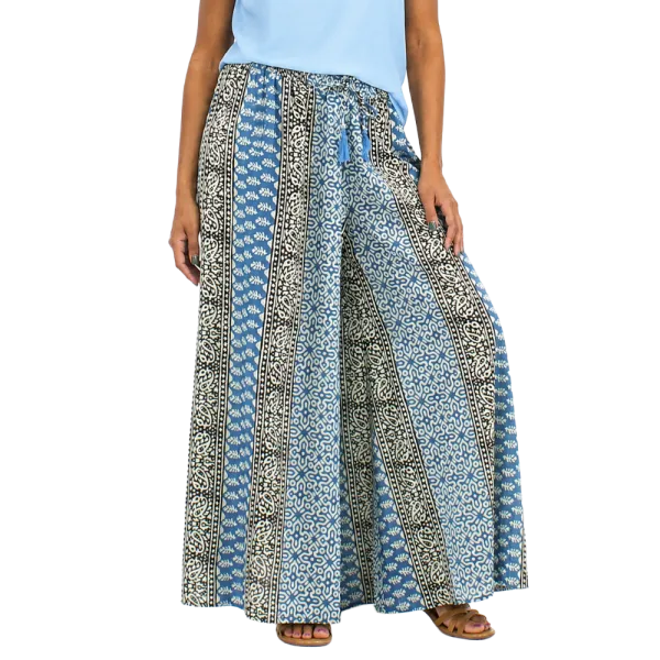 Pantalon Large en Coton "Odyssée Graphique" - Esprit Ethnique -