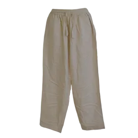 Pantalon Coupe Mixte Coton & Viscose "Brise d'Écru" - Effet Tramé Deux Fils -