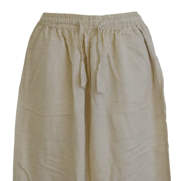 Pantalon Coupe Mixte Coton & Viscose "Brise d'Écru" - Effet Tramé Deux Fils -