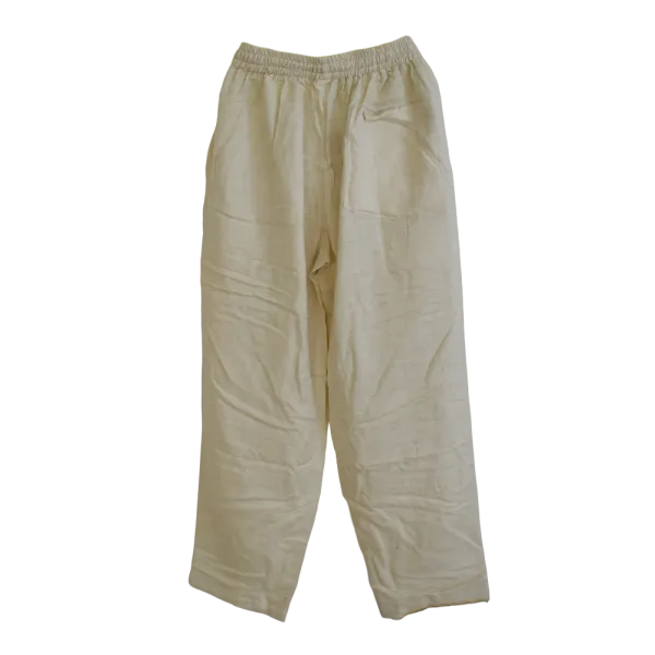 Pantalon Coupe Mixte Coton & Viscose "Brise d'Écru" - Effet Tramé Deux Fils -