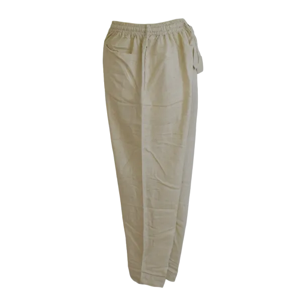 Pantalon Coupe Mixte Coton & Viscose "Brise d'Écru" - Effet Tramé Deux Fils -