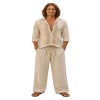 Pantalon Coupe Mixte Coton & Viscose "Brise d'Écru" - Effet Tramé Deux Fils -