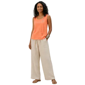 Pantalon Coupe Mixte Coton & Viscose "Brise d'Écru" - Effet Tramé Deux Fils -
