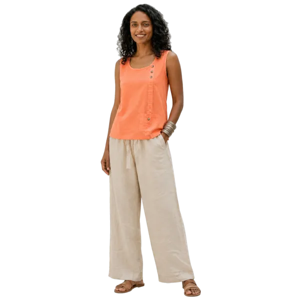 Pantalon Coupe Mixte Coton & Viscose "Brise d'Écru" - Effet Tramé Deux Fils -