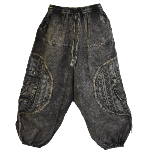 Sarouel Bohème Tie-Dye "Shivna" Noir - Coton Artisanal du Népal
