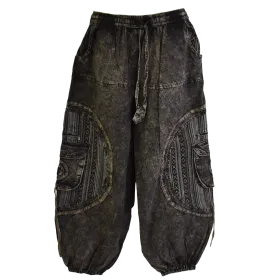 Sarouel Bohème Tie-Dye "Shivna" Noir - Coton Artisanal du Népal