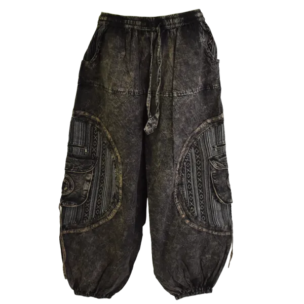 Sarouel Bohème Tie-Dye "Shivna" Noir - Coton Artisanal du Népal