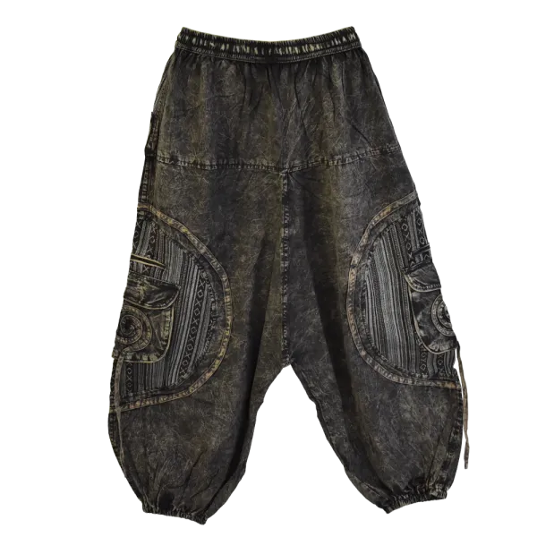 Sarouel Bohème Tie-Dye "Shivna" Noir - Coton Artisanal du Népal